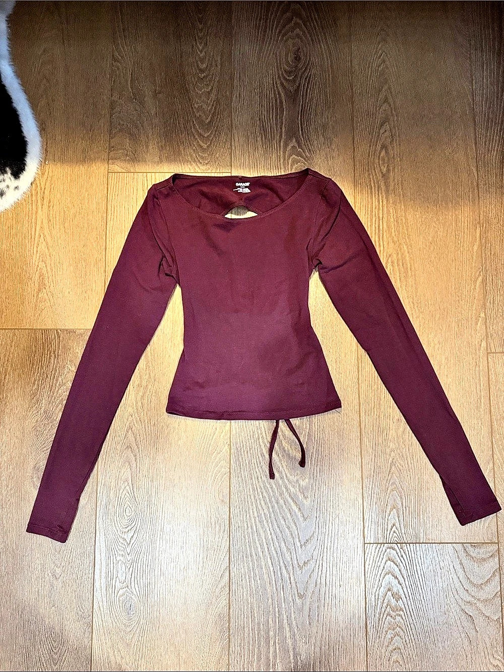 Garage Open Back Long Sleeve Top Burgundy